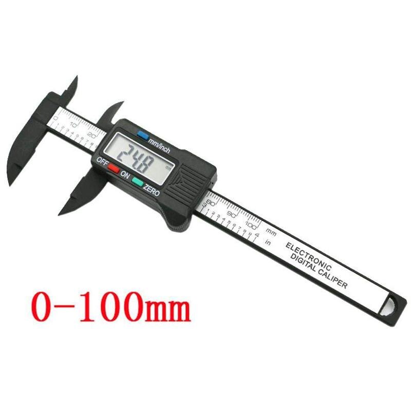 Digital Caliper, 100mm 4 inch LCD Digital Electronic Carbon Fiber Vernier Caliper Gauge Micrometer GOTD (Black)