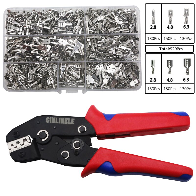 Male/Female Spade Crimp Terminals Crimping Tools Electrical Pliers Insulating Sleeve Wire Wrap Connector SN-48B: CLA-48B 920-SET