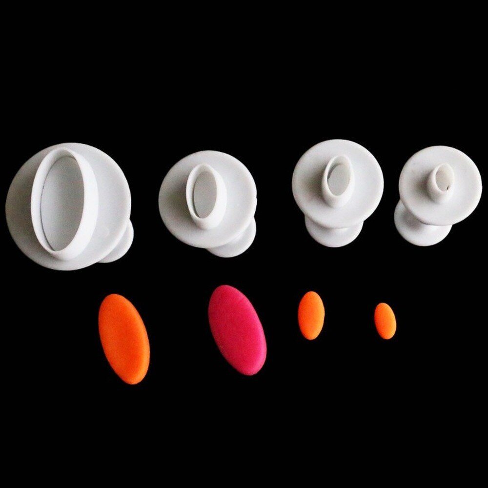 4 stk/sæt blomme marguerit småkage stempeludskærer fondant gum paste cupcake toppers form oval kiks kage dekoration presse wienerbrød værktøjer