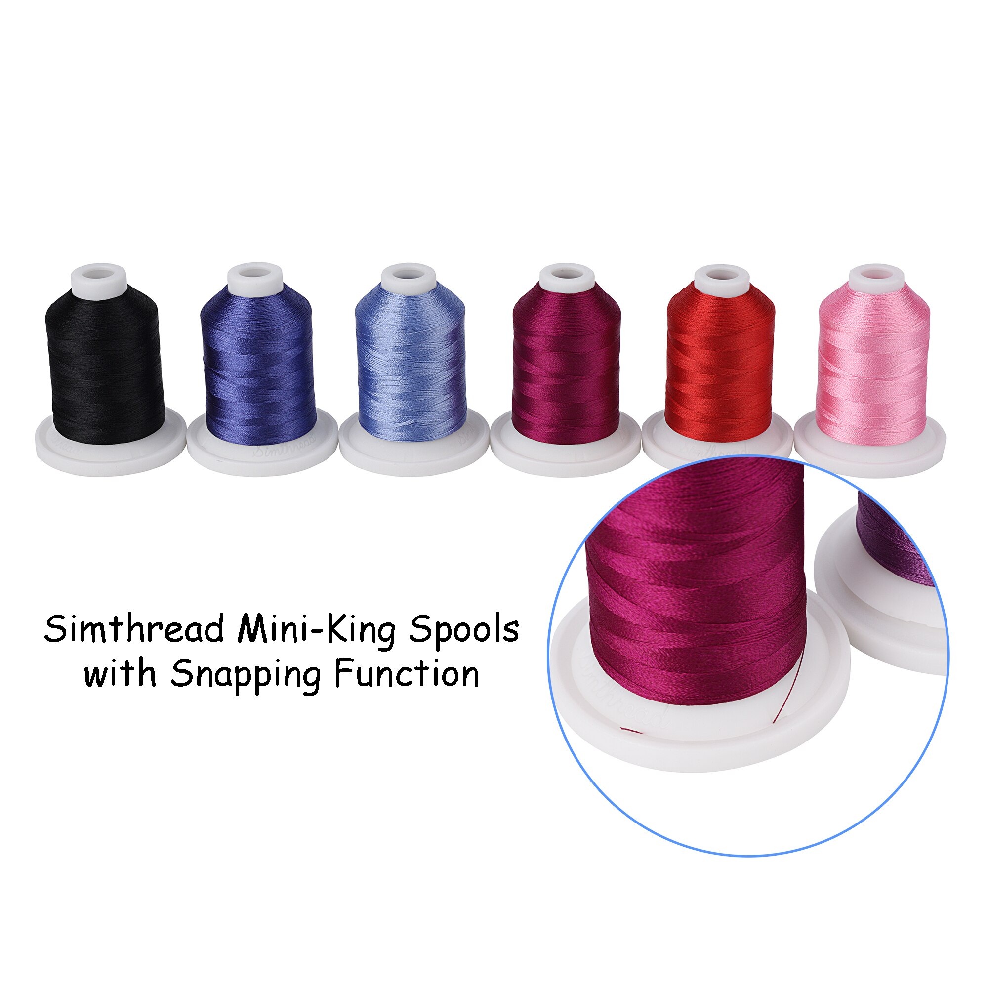 Simthread Polyester Embroidery Machine Thread 21 Brother Colors - Pink and Purple, 800Y with Upgraded Snap Spools