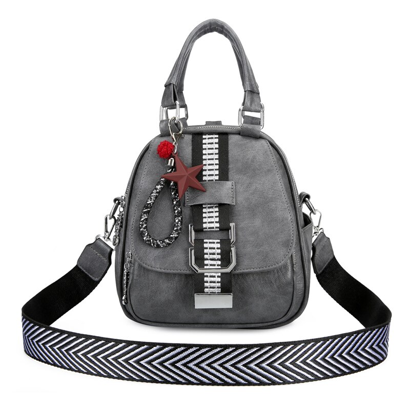 Zaino in pelle PU moda donna zaino da viaggio in pelle borsa da scuola di grande capacità zaini da viaggio zaino da viaggio: GRAY