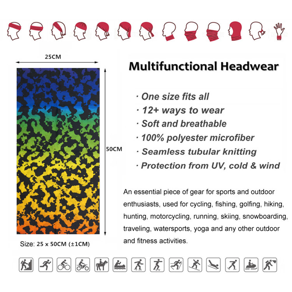 Pañuelo colorido estampado para mujer, pañuelos de verano para exteriores, bufanda protectora solar para ciclismo, protector facial a prueba de polvo, cubierta para el cuello, polaina