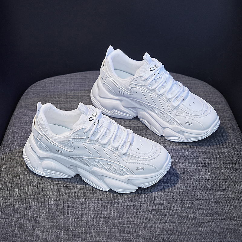 Women Platform Sneakers Leather tennis Ladies Chunky Shoes White Woman High Black Brand Thick soled Wedge Sneakers