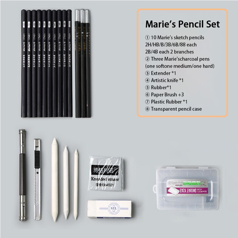 Maria's Skizze Bleistift einstellen Skizze Stift Zeichnung Bleistift einstellen Anfänger Schüler Professionelle Volle Skizze Skizze Skizze Stift Kunst Liefert