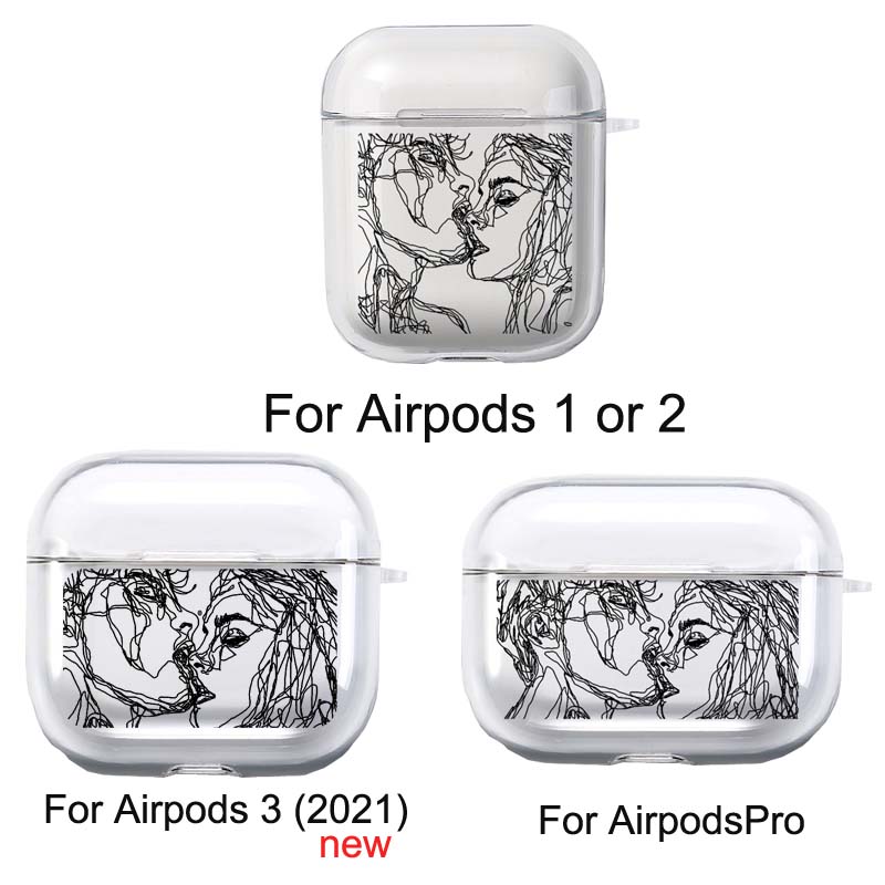 coperchio per Mela Airpods 2 1 3 Custodia per auricolari Coque Protezione morbida Fundas Airpods pro 2nd aria baccelli Coperture Earpods linea bacio Coppia: M / Marrone