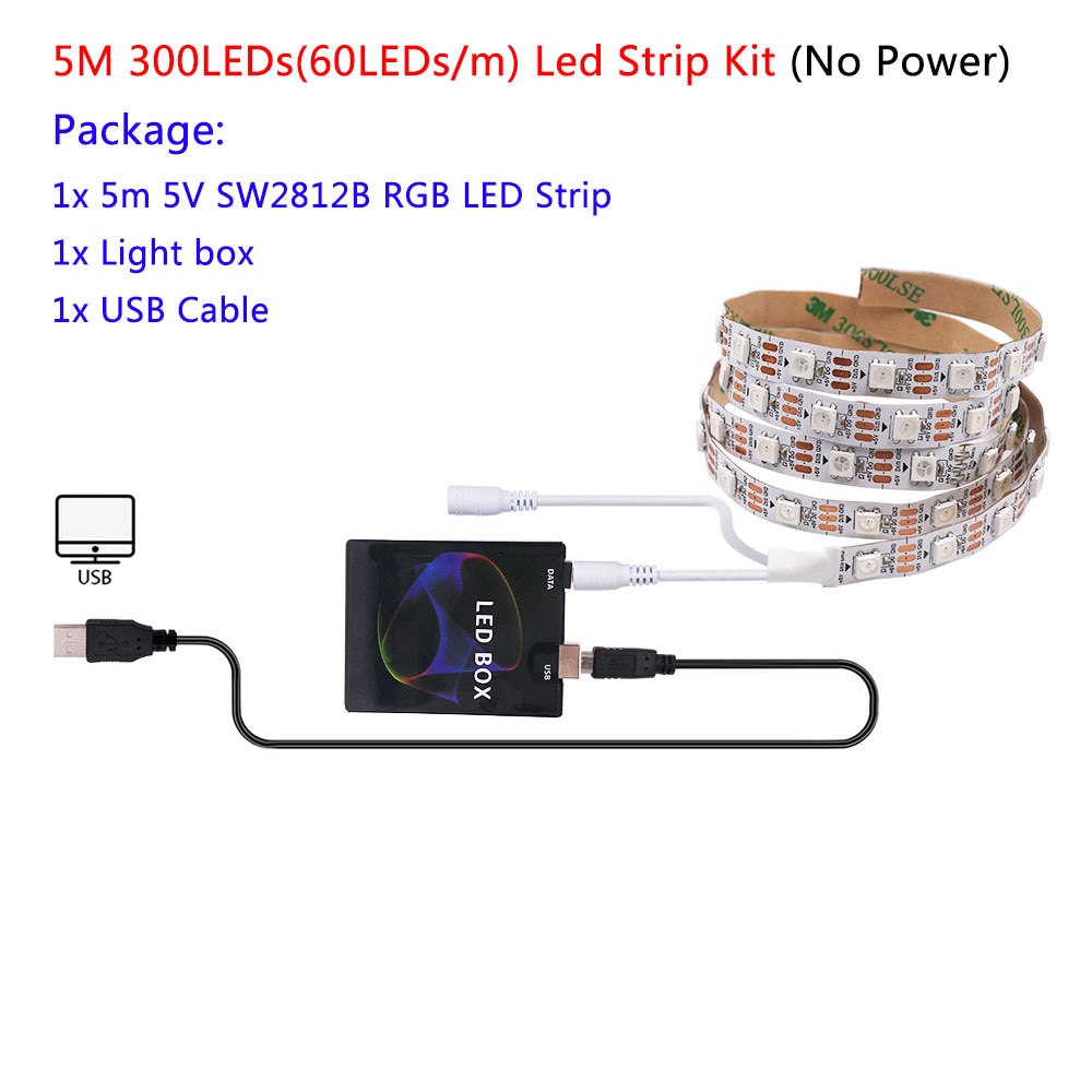 5V DIY TV USB LED Strip Ambient Controller HDTV Computer Monitor Backlight PC Dream Screen Light Box for Addressable LED Strip: 5M 60LEDs Strip Kit