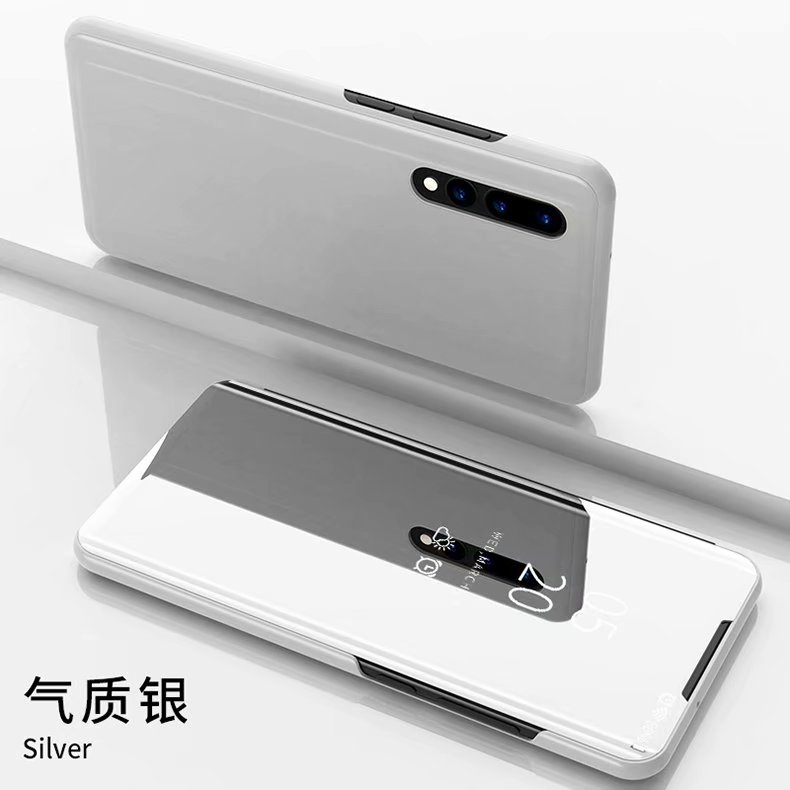Mirror smart phone Case For xiaomi redmi note 8T Stand Flip book cover on For redmi note 8T case note8T note8 t 8 t8 cases coque: Silver