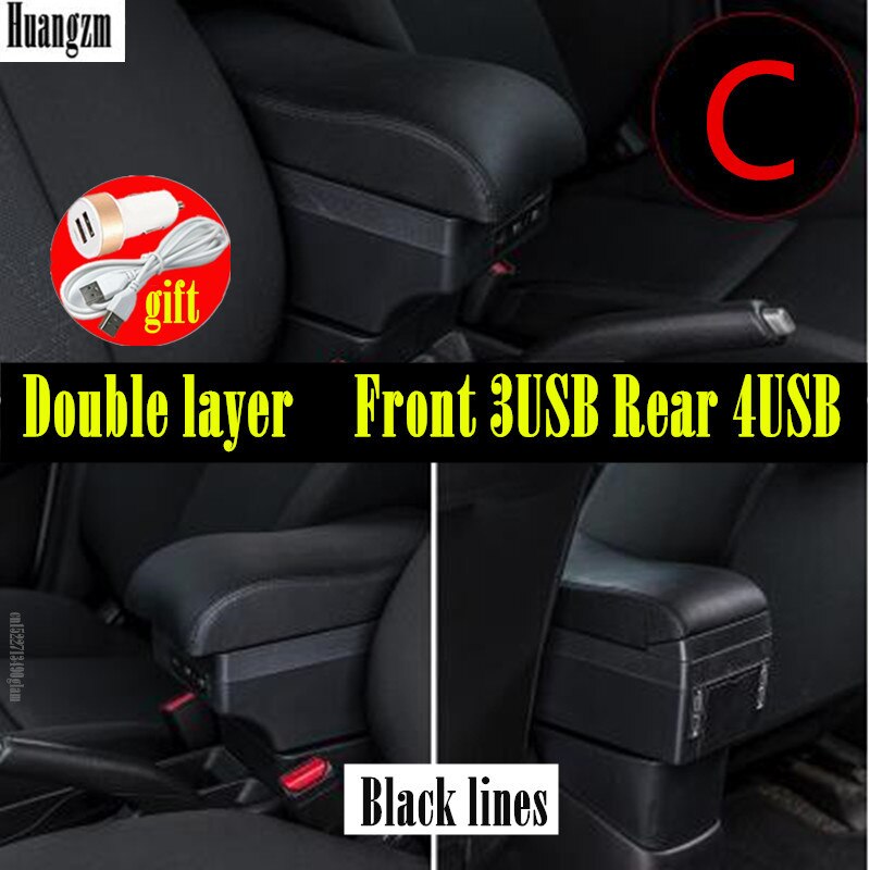 For fiat 500L Armrest Box Center console central Store content box cup holder accessories parts USB Charging