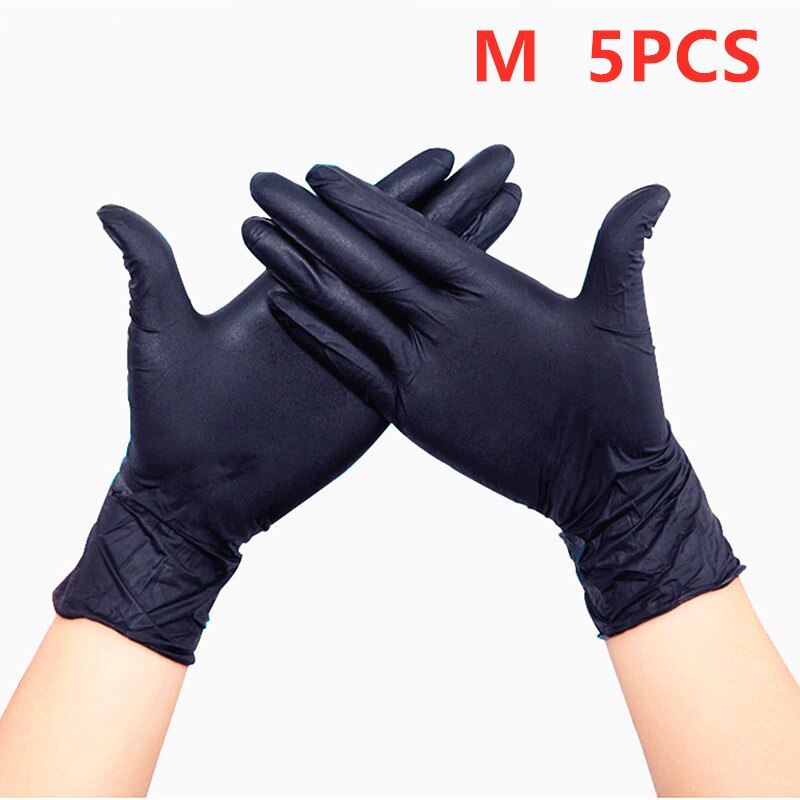 50PCS Disposable Pink Latex Rubber Finger Cots Anti-static Fingertips Protector Gloves For Food Cooking Accessories: M  5PCS  Black