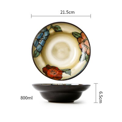 Household Dinnerware Porcelain Plate Bowl Combination Ceramic Tableware Set Western Steak Salad Noodles Plate DishSet Dinnerware: 8 inch bowl