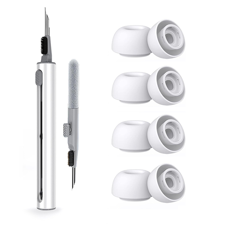KUTOU 4 Pairs Liquid Silicone Ear Tips for Airpods Pro 1 2 Noise Reduction Pad Earplugs Ear Caps Comes with cleaning pen: BROWN