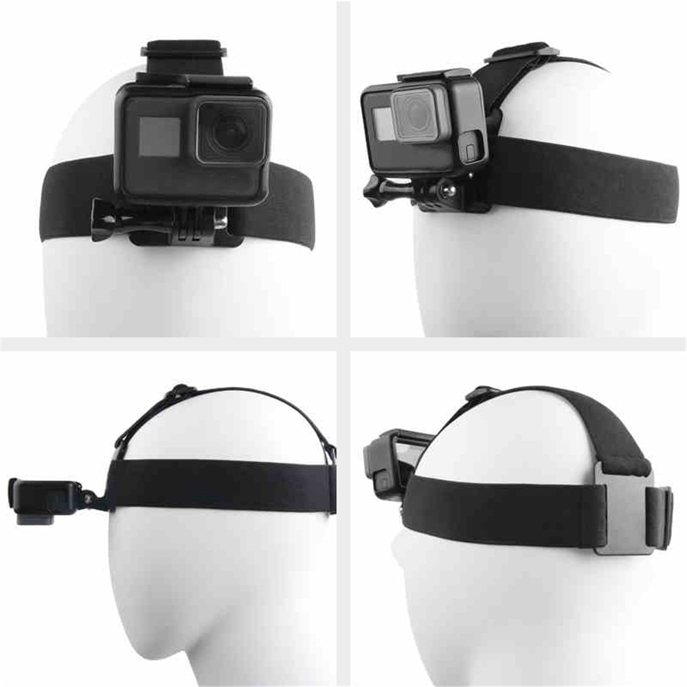 Montaje de la correa de la cabeza del arnés elástico ajustable para GoPro 1/2/3/4/5/6/7/8 SJCAM accesorios de Cámara de Acción negra para GO PRO