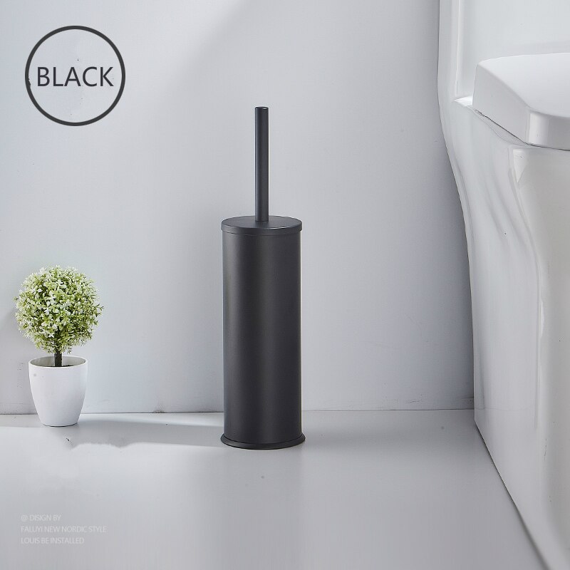 Ruimte Aluminunm Badkamer Accessoires Creatieve Wc Borstel Geborsteld Goud Toiletborstel Houder Stand Schoon Borstel Houder Matte Black: A-03