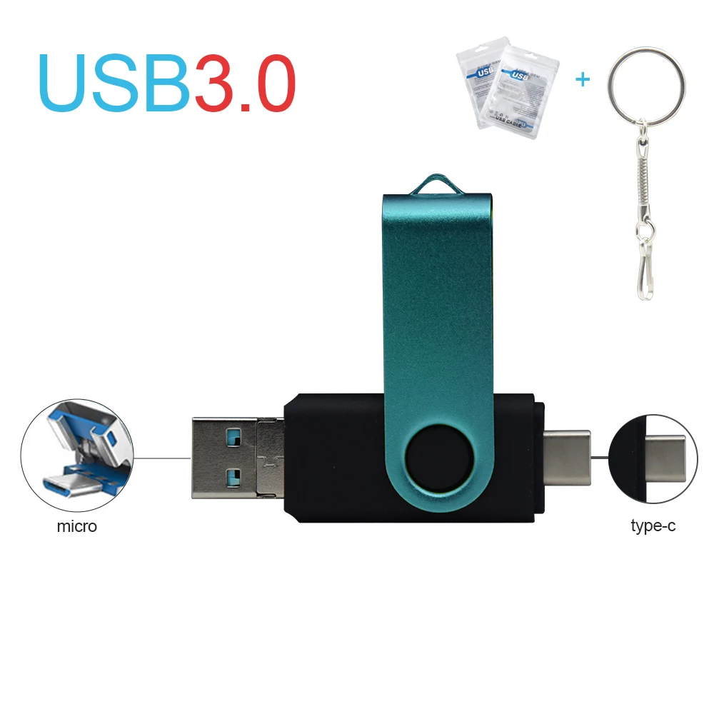 3 in w 1 dysk flash usb otg, usb 3.0 i typu c oraz micro usb, pendrive 512g w 256g, pamięć usb, pendrive 32gb 64gb 128gb, dysk u: Czerwony / 128 gb