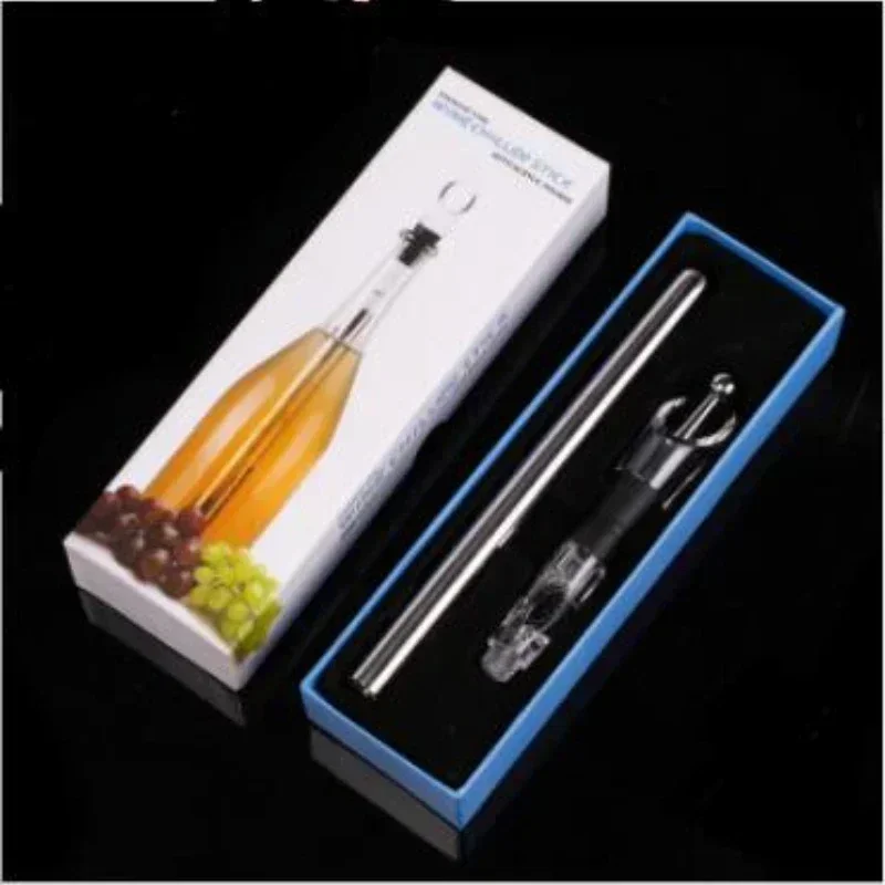 Kylpinne för vinflaskor i rostfritt stål med luftningsanordning och hällpipsfrys