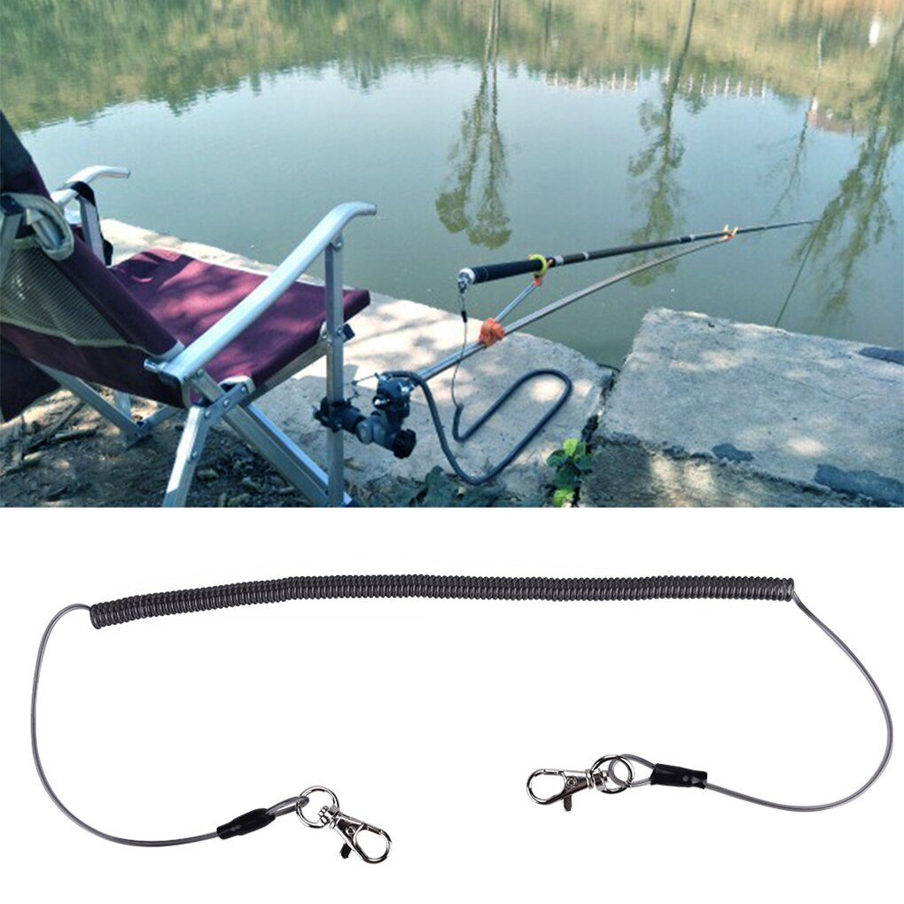 Intrekbare opgerolde vislijn veiligheidskoord vishengel anti-verlies riem met s-vormige gesp visgerei