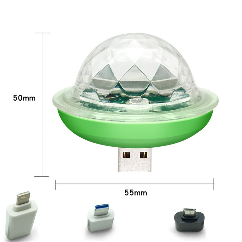 4W Mini USB Sound Party Lights Disco Light RGB Magic Crystal Ball Stage Light Effect for Christmas KTV Wedding Music Dj Light