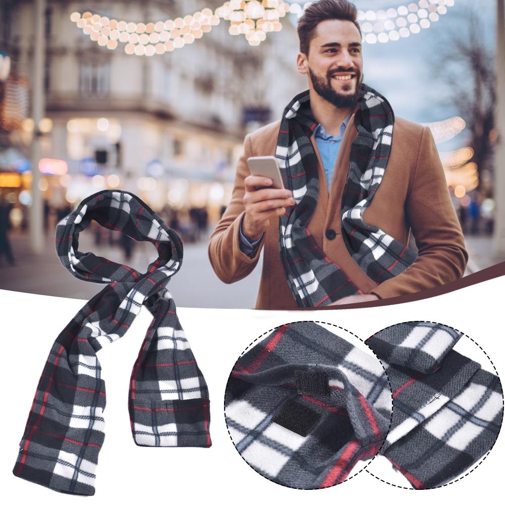 150X14cm Electric Heating Scarf Scarves Fleece Cosy Warm Scarf Shawl Heating Winter Blanket with Battery Box USB Electric Scarf