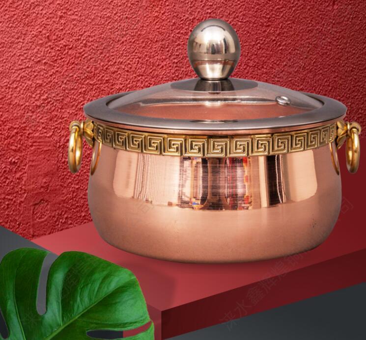 Pure copper thickened restaurant single pot one person one pot small pot home shabu mutton small copper pot LB50809