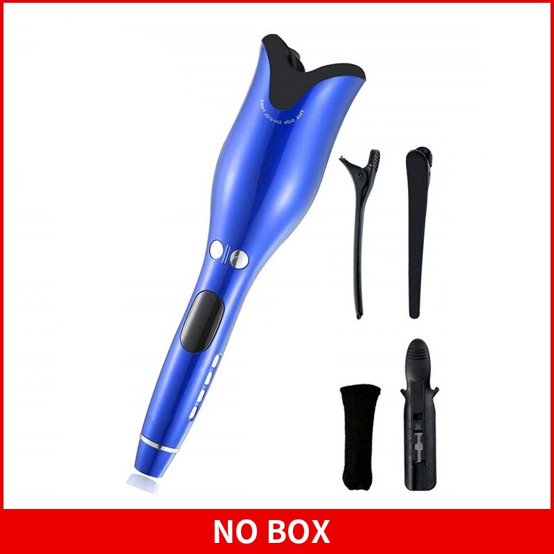 Multi-Automatic Hair Curler Hair Curling Iron LCD Ceramic Rotating Hair Waver Magic Curling Wand Irons Hair Styling Tools: Blue no box / UK