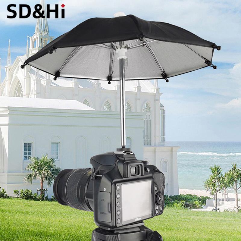 1PC Schwarz Dslr Kamera Regenschirm Sonnenschirm Regnerischen Halter Für Allgemeine Kamera Foto Kamera Regenschirm Zubehör