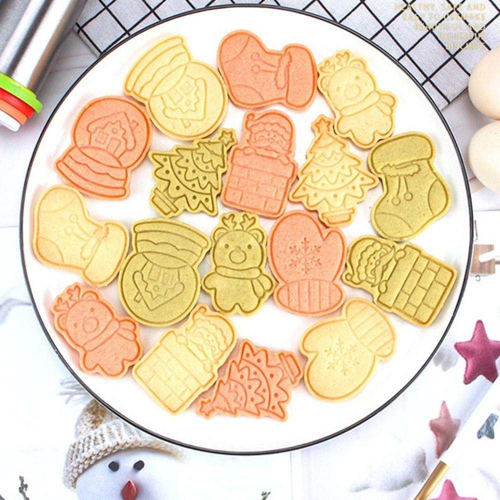 6 stuks/set kerst cartoon vorm koekjes fondant uitsteker boom gereedschap mallen decoreren kerst koken koekjes bakken doe-het-zelf  c4 b 6
