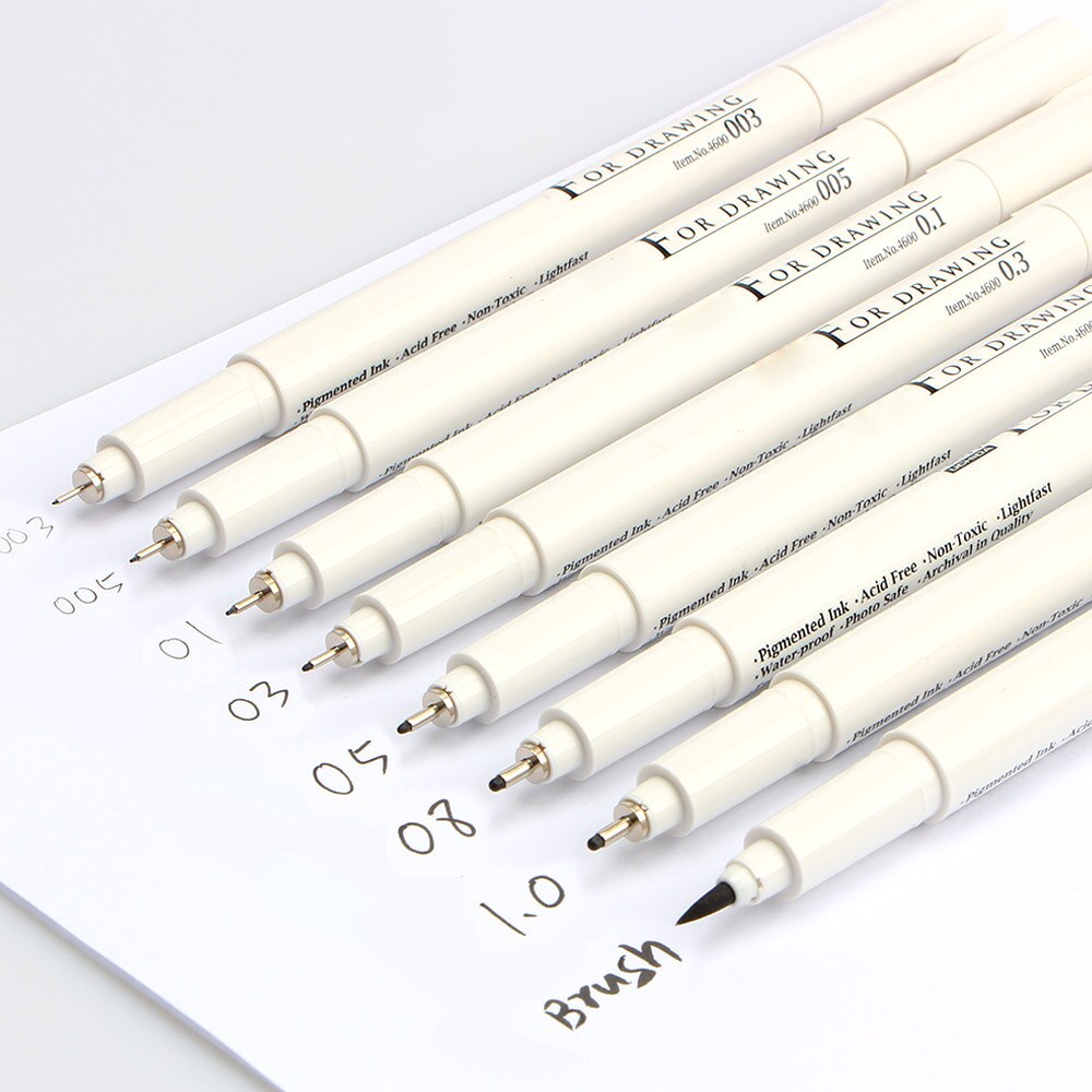 Trazador de líneas/pincel 0,03mm/0,05mm/0,1mm/0,3/0,5/0,8/1,0mm, resistente al agua, de pluma de dibujo Gundam/suministros de pintura de cómic