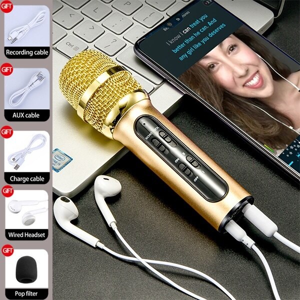 Portable Karaoke Condenser Microphone Live Recording Microfone for Mobile Phone Computer with ECHO Sound Card