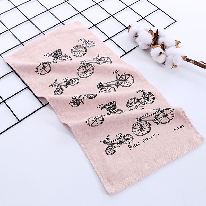 1 st babybadduk 100%  bomullshandduk cykelmönster mjuk bärbar handduk 4 färger andningsbar barnnäsduk 25*50cm: Rosa