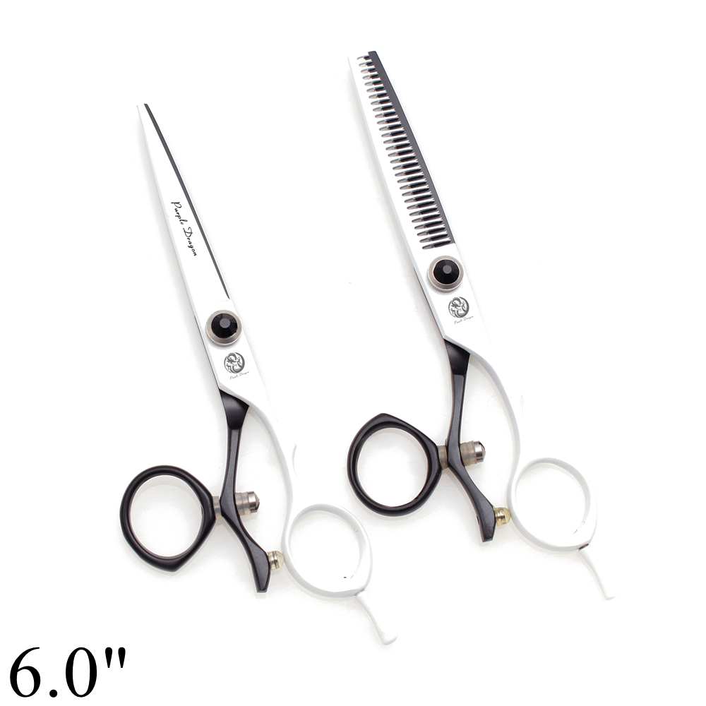 Tijeras profesionales de peluquería 5,5 "6" dragón púrpura JP 440C tijeras de corte de pelo de pulgar giratorio tijeras de adelgazamiento de peluquero Z9019: Oro