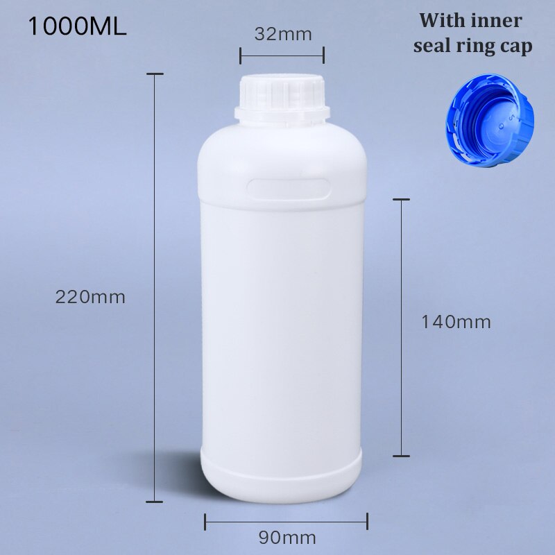Tom 1000ml hdpe flaske til alkohol/shampoo/maling rund plastbeholder madkvalitetsflasker 4 stk/parti: Hvid-a
