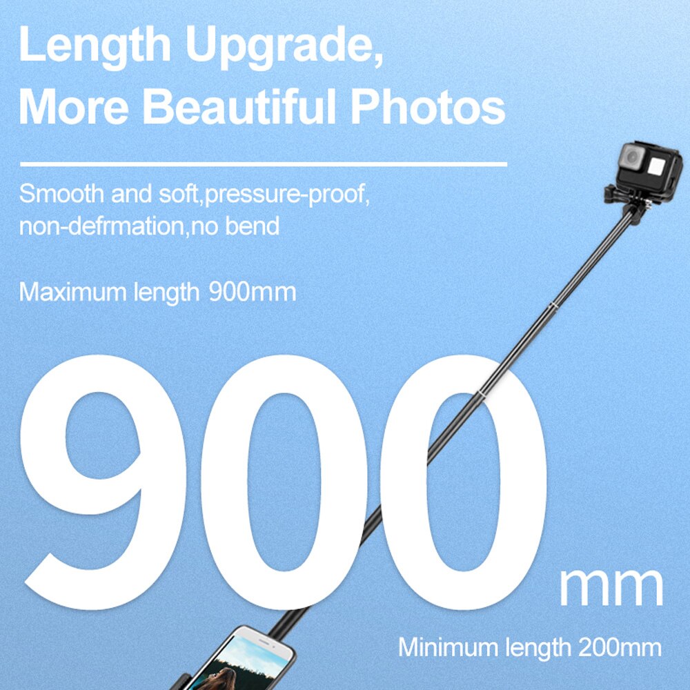 Telesin 6 in 1 udvidelig aluminiumslegering selfie stick + aftagelig stativmonteret telefonholder til gopro sjcam xiaomi yi kameraer