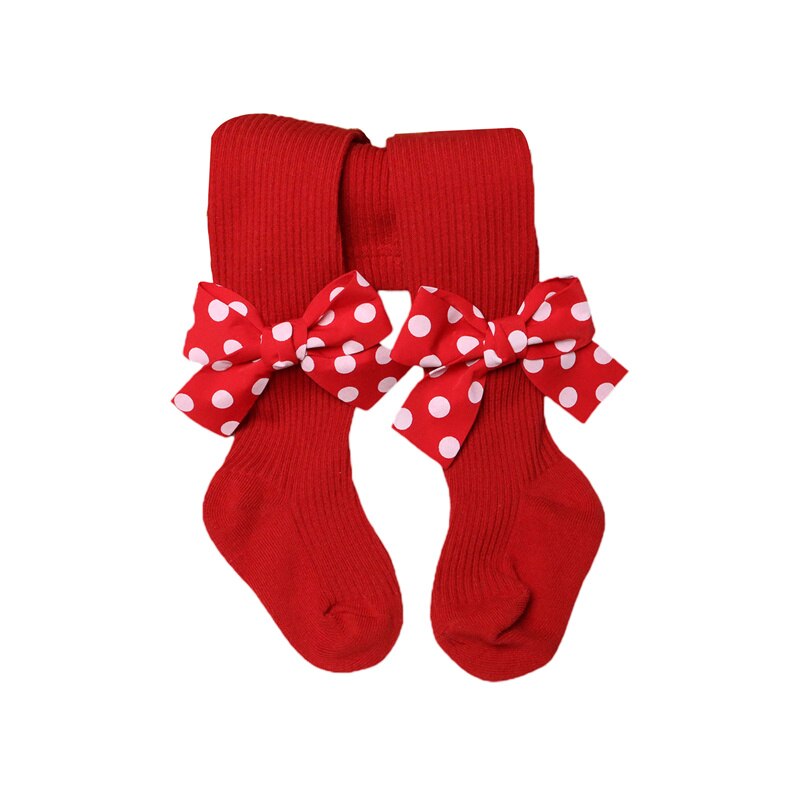 Toddler Baby Christmas Ribbed Pantyhose Girls Stretch Mid-Rise Tights with Bows Warm Stockings for Winter 6M-6Y: D / L