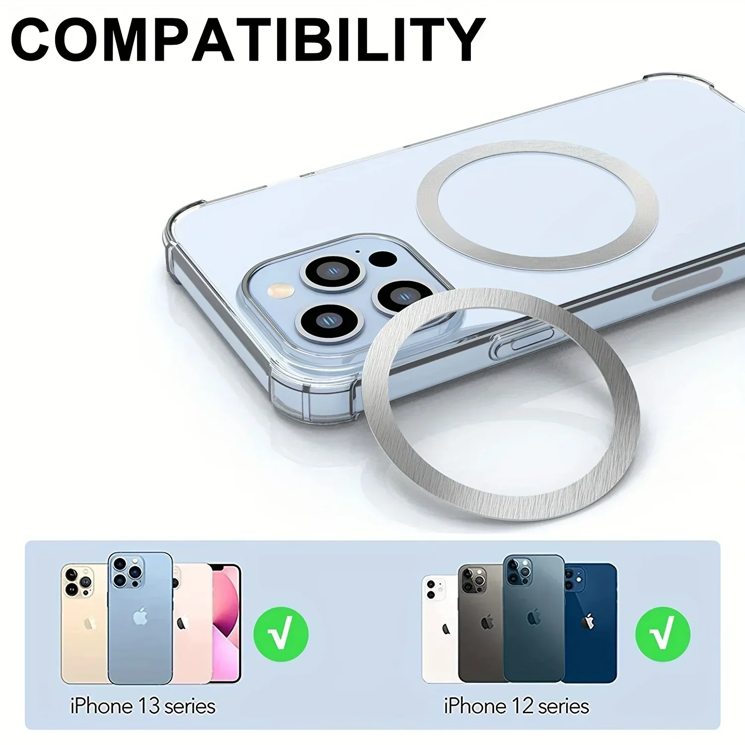 2024 Uniwersalny magnetyczny pierścień metalowy ze stali nierdzewnej do bezprzewodowej ładowarki Magsafe Naklejka z blachy żelaznej Magnes Uchwyt samochodowy na telefon