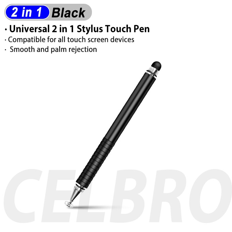 Universal 2 In 1 Stylus Pen Drawing For Tablet Pencil Capacitive Screen Caneta Touch Pen For iPad Pro Smartphone Android Drawing: Black