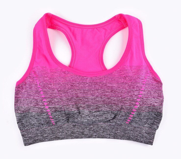 Naadloze Sport Beha Gradiënt Sport Bh Top voor Vrouwen Snel Droog Gewatteerde HBack Sport Top Naadloze Yoga Running Fitness Sport bras: rose / L