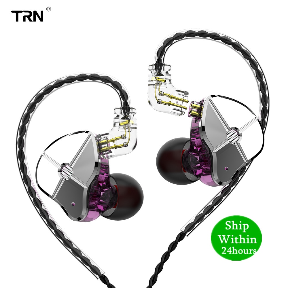 Trn st1 1dd + 1ba fone de ouvido híbrido, de alta fidelidade, monitor dj, para corrida, esporte, cabo destacável, zst es4 v80 v90