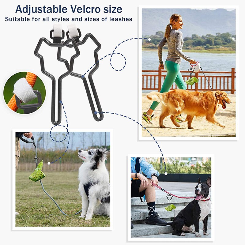 Dog Poop Bag Hands-Free Holder Pet Waste Bag Carrier Dog Leash Dispenser Handle Fits for Any Dog Leash Pet Accessories