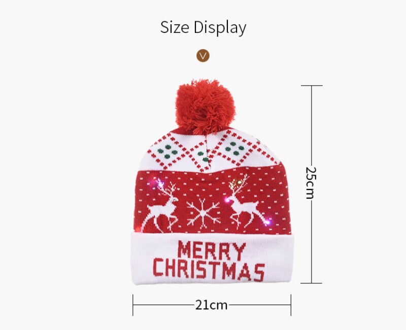 LED Christmas Hats Knitted wool cap Christmas Santa cap Light Up Knitted Hat for Kid Adult For Christmas Year Party