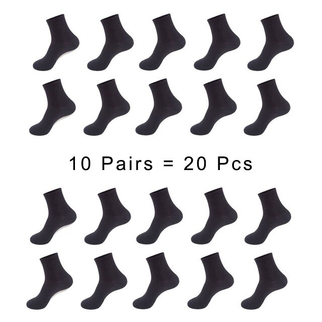 Strumpor herr bomull vit svart vårvinter enfärgad besättningsstrumpor herrsockor som andas paket 1 ser meias 10 par 20 st 1 lot sox: B