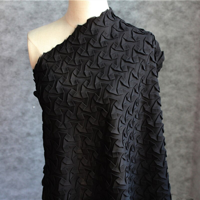 Pleated Chiffon Fabric Hand Woven Fold DIY Patchwork Clothes Geometry Transform Skirt Dress Original Fabric 85*65cm