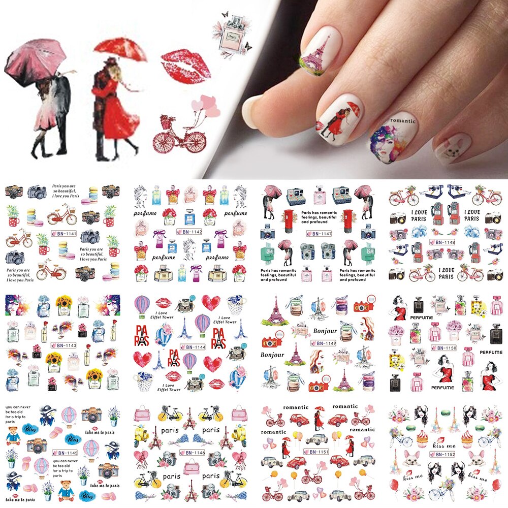 12 Ontwerpen Sexy Diy Slider Set Hoge Hakken Water Decals Nail Sticker Sexy Lady Tips Manicure Nail Art Decoratie CHBN589-600: BN1141-1152