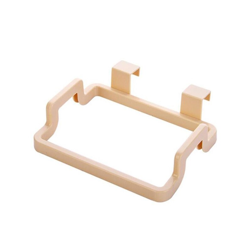 Kitchen Cupboard Back Trash Bag Trash Rack Portable Hanging Trash Rubbish Bag Storage Rack Holder Kitchen Garbage Cabinet Tools: Beige