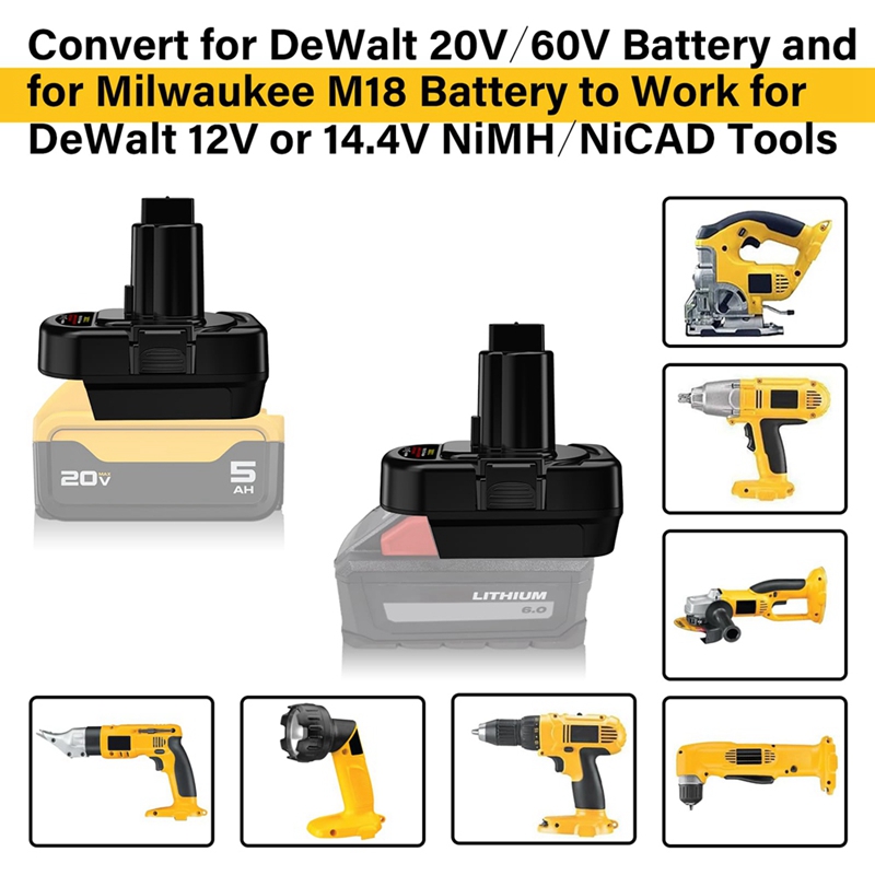 Adaptateur de batterie pour Dewalt 20V ou Milwaukee M18 18V Eddie Ion, convertisseur en Dewalt 12V/14.4V Ni-laissée, outil électrique