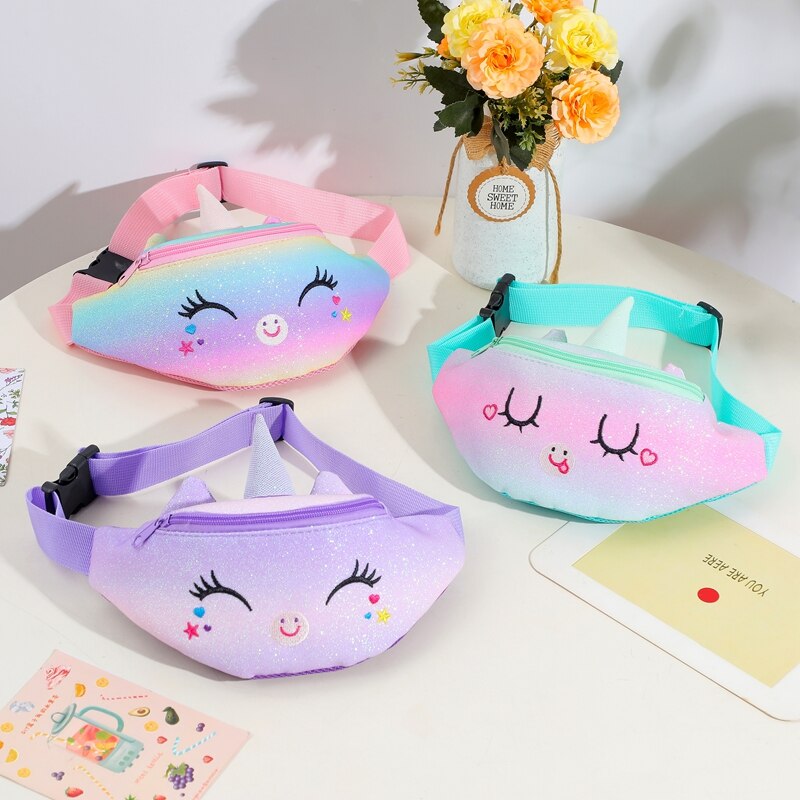a forma di unicorno, in peluche, con piccola tracolla, per bambini e ragazze, colore: Viola