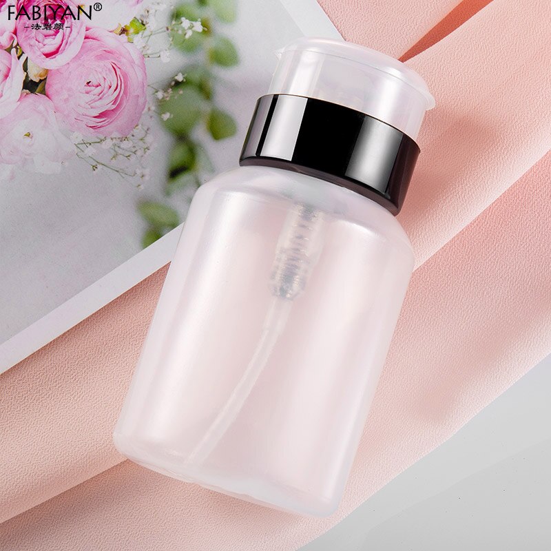 1Pc 250ml Nail Art Empty Plastic Bottle Polish Remover Alcohol Press Pumping Dispenser Nail Art UV Gel Cleaning Manicure Tool: Round black