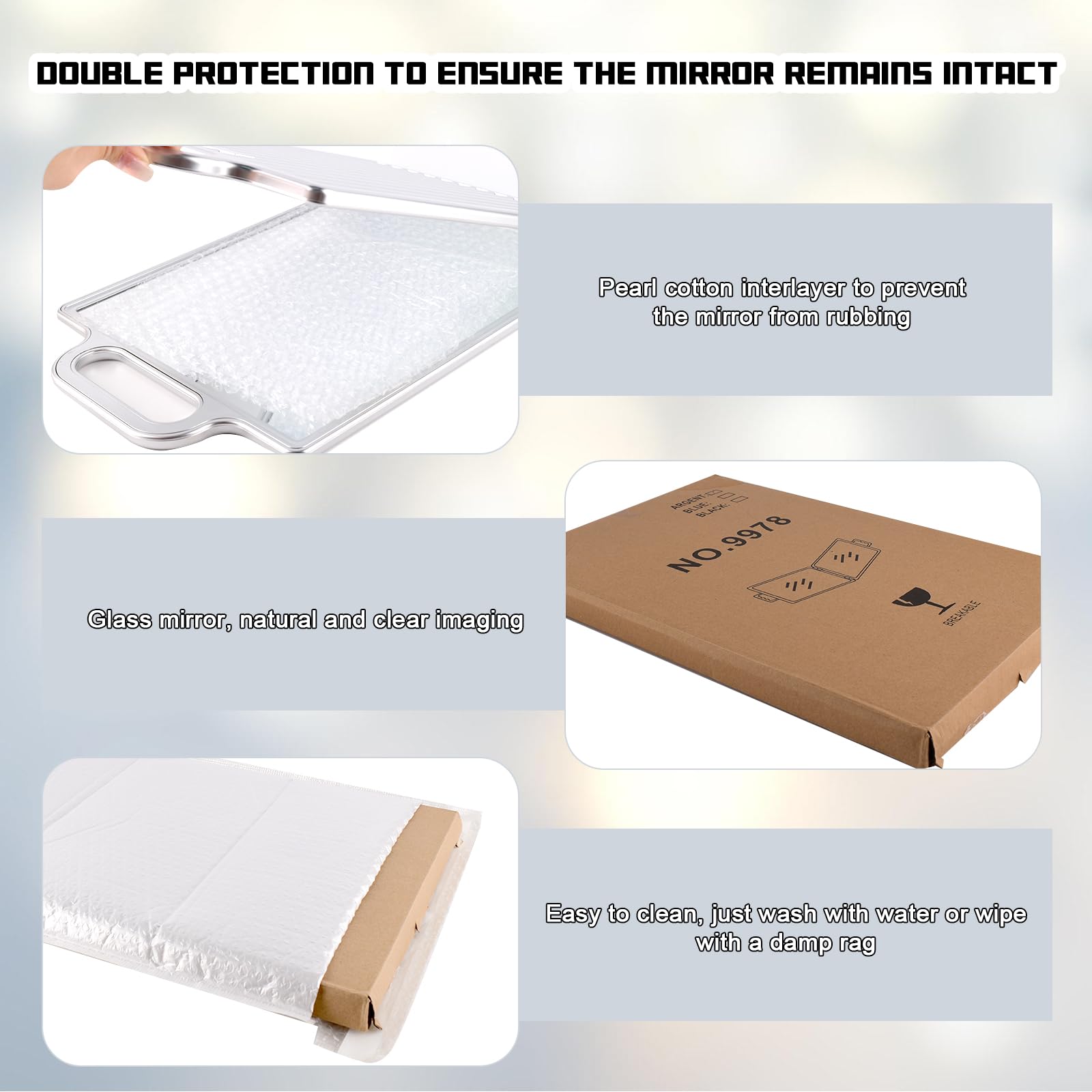 Opvouwbare dansspiegel, 1 inch met handvat en draagtas, draagbare opvouwbare spiegel voor thuisfitnessstudio, dansoefening, spa, schoonheid