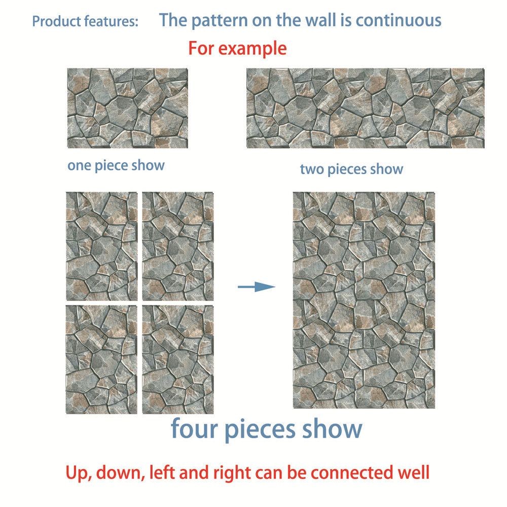 3D stone pattern wall sticker living room bedroom background home decoration thick glued splicing wallpaper stickers PVC Mural