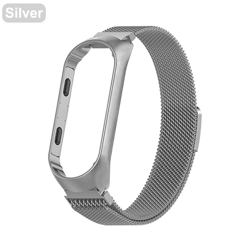 Correa para Xiaomi mi Band 4 pulsera de Metal para mi band 3 correa de muñeca de acero inoxidable para mi band reemplazo pulsera Accesorios: Silver / For Mi Band 4