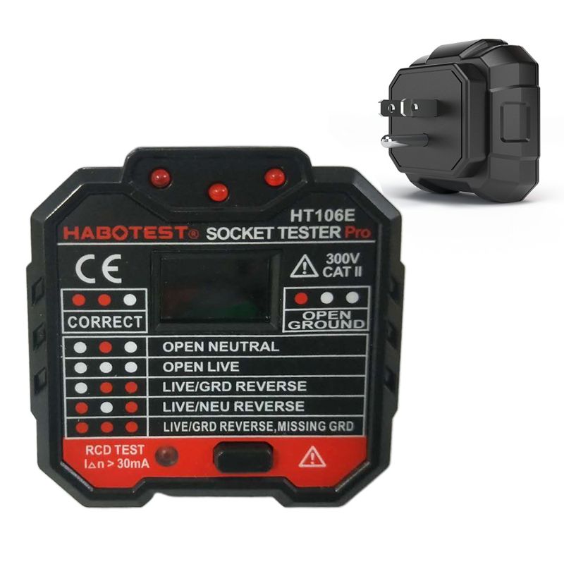 HT106 Digital Display Plug in Socket Voltage Outlet Tester Electric Fault Checker Advanced Circuit Line Wall Plug Finder